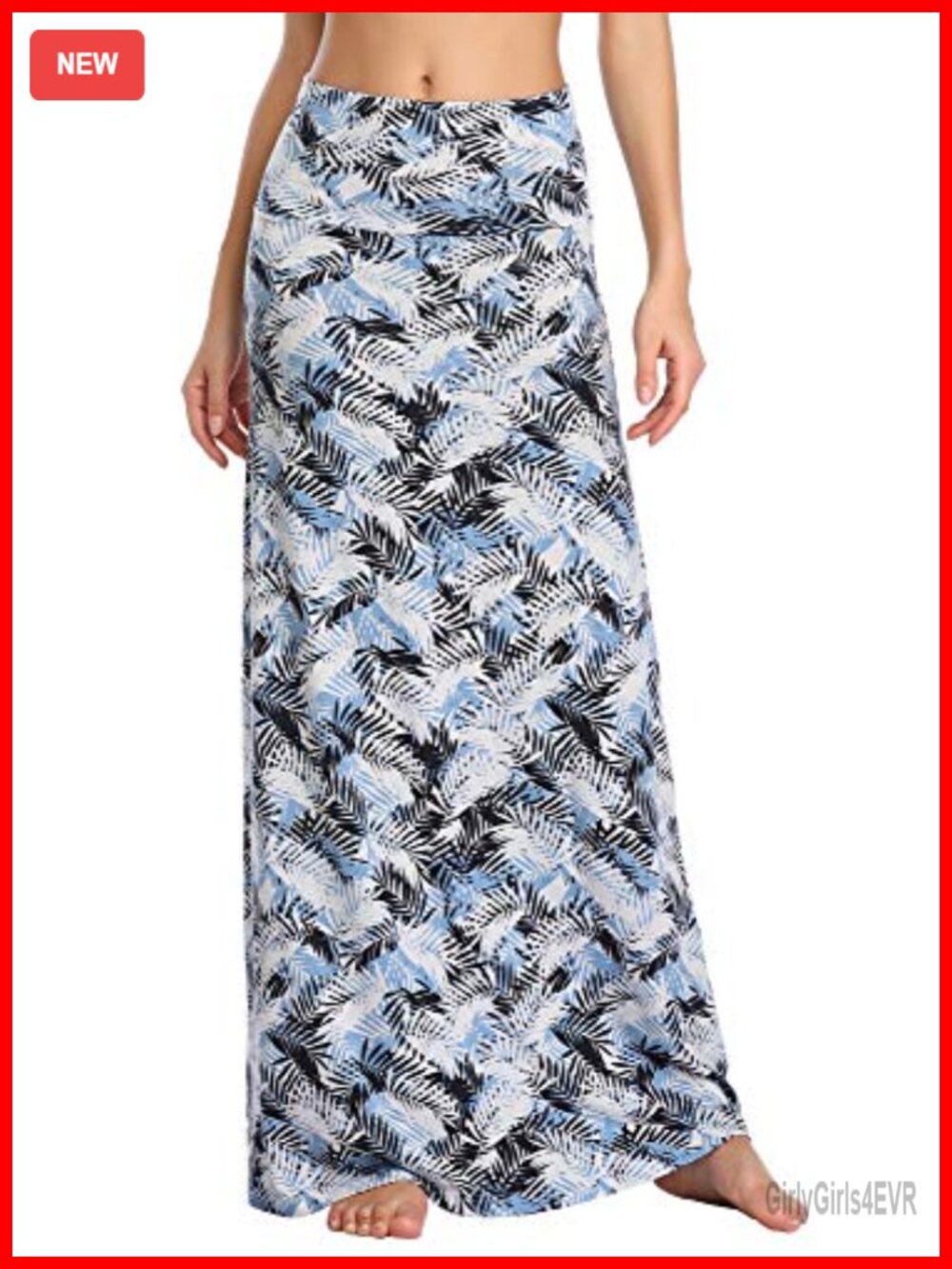 Women's Maxi Skirt High Rise Fold-Over Flare Long Skirt Spandex Comfy